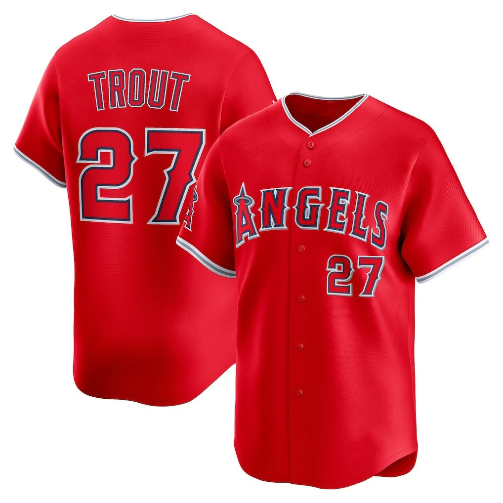 Los Angeles Angels #27 Mike Trout Red FEDASGOGE Alternate Limited Player Jersey