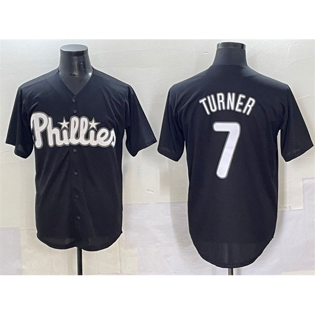 Philadelphia Phillies #7 Trea Turner Black FEDASGOGE Lights Out Limited Stitched Jersey