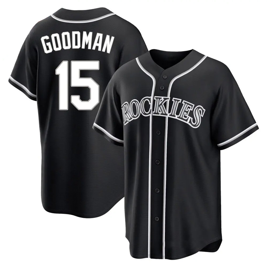 Colorado Rockies #15 Hunter Goodman Player Black FEDASGOGE Fashion Out Home Game Stitched Jerseys