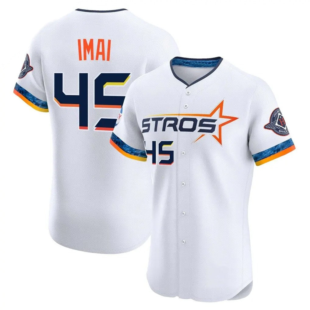 Houston Astros #45 Tatsuya Imai Player White FEDASGOGE City Connect Limited Elite Home Stitched Jerseys