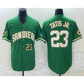 San Diego Padres #23 Fernando Tatis Jr Number Green FEDASGOGE Cool Base Stitched Jersey
