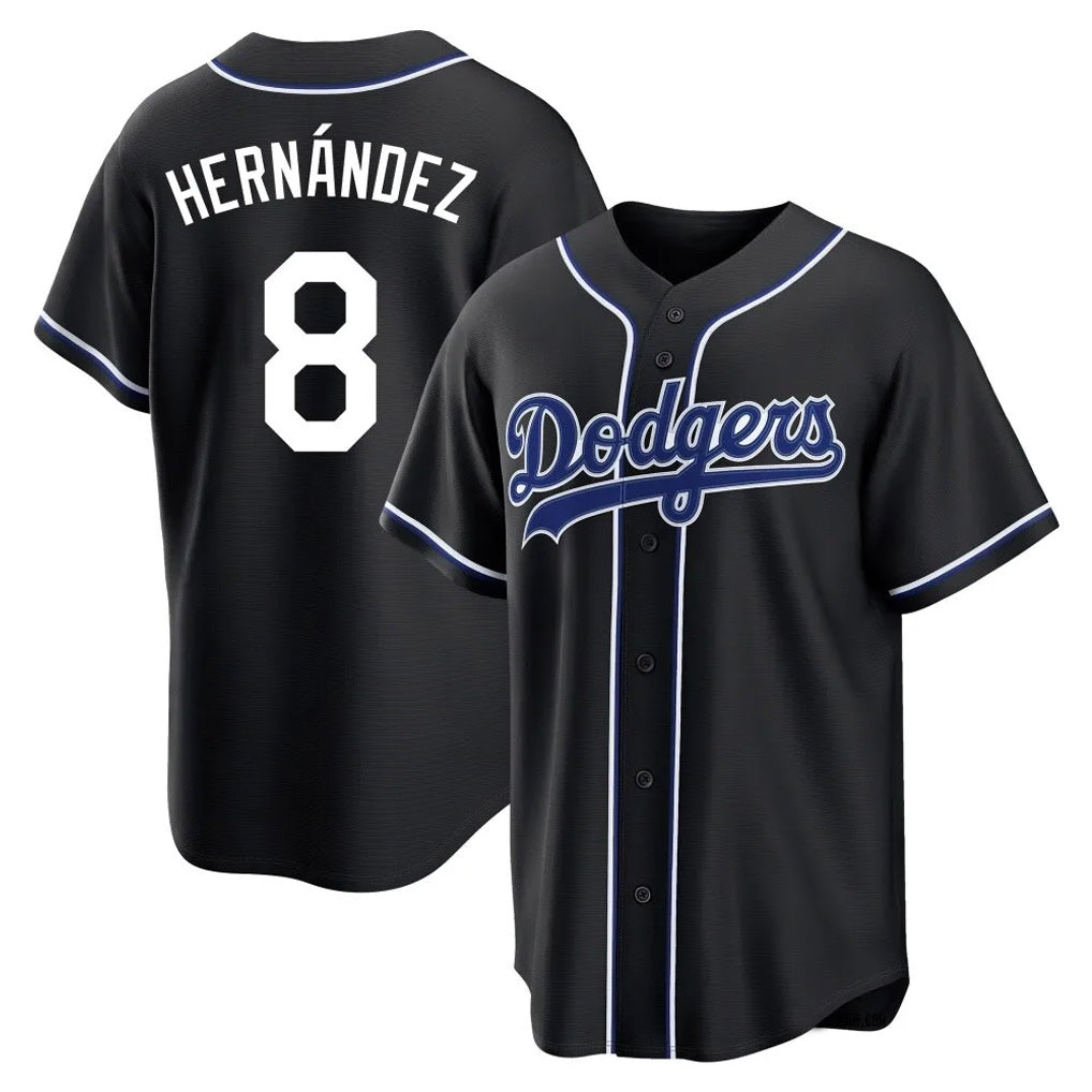 Los Angeles Dodgers #8 Enrique Hern¨¢ndez Player Black FEDASGOGE Carbon Limited Home Stitched Jerseys