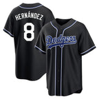 Los Angeles Dodgers #8 Enrique Hern¨¢ndez Player Black FEDASGOGE Carbon Limited Home Stitched Jerseys