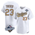 Los Angeles Dodgers #23 Kyle Tucker Player White Gold FEDASGOGE World Series Collection Limited Home Stitched Jerseys