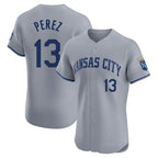 Kansas City Royals #13 Salvador Perez Player Gray FEDASGOGE Limited Elite Home Stitched Jerseys