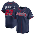 Atlanta Braves #23 Michael Harris II Player Navy FEDASGOGE 2025 Speedway Classic Home Game Stitched Jerseys