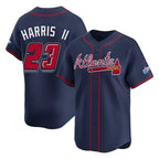 Atlanta Braves #23 Michael Harris II Player Navy FEDASGOGE 2025 Speedway Classic Home Game Stitched Jerseys