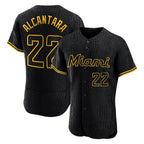 Miami Marlins #22 Sandy Alcantara Player Black FEDASGOGE Snake Skin City Home Limited Elite Stitched Jerseys