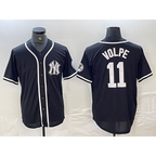 New York Yankees #11 Anthony Volpe Black White FEDASGOGE Cool Base Stitched Jersey