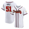 Atlanta Braves #51 Chris Sale Player White Gold FEDASGOGE Limited Elite Home Game Stitched Jerseys