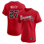 Atlanta Braves #27 Austin Riley Player Red FEDASGOGE Limited Elite Home Game Stitched Jerseys