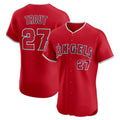 Los Angeles Angels #27 Mike Trout Red FEDASGOGE Alternate Elite Jersey