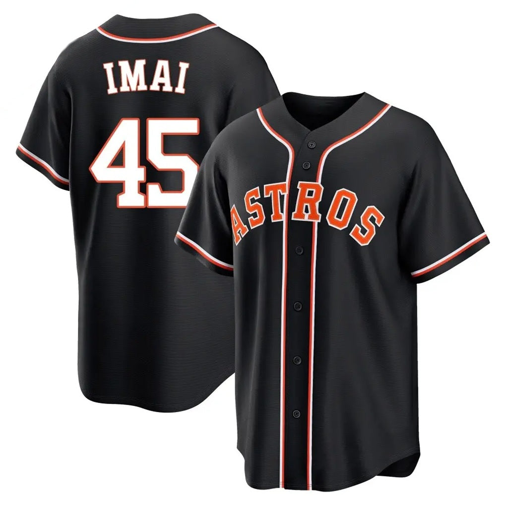 Houston Astros #45 Tatsuya Imai Player Black FEDASGOGE Fashion Out Home Game Stitched Jerseys