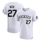 Colorado Rockies #27 Jordan Beck Player White FEDASGOGE Limited Elite Home Stitched Jerseys