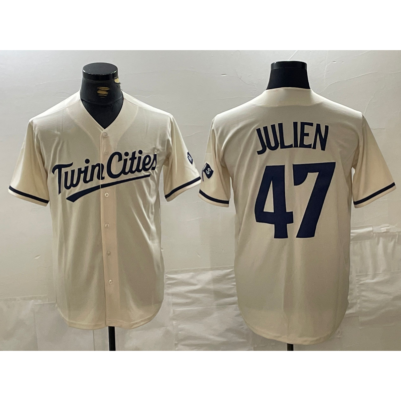 Minnesota Twins #47 Edouard Julien Cream FEDASGOGE Cool Base Stitched Jersey