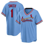 St. Louis Cardinals #1 Ozzie Smith Light Blue FEDASGOGE Road Cooperstown Collection Player Jersey