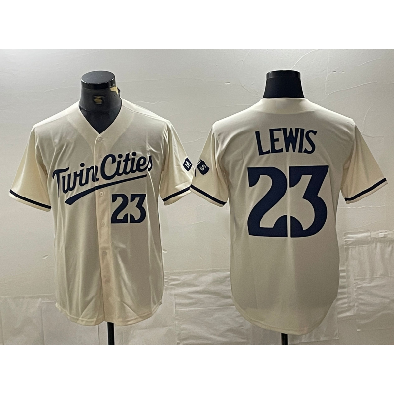 Minnesota Twins #23 Royce Lewis Number Cream FEDASGOGE Cool Base Stitched Jersey 2