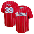Miami Marlins #39 Eury Perez Player Red FEDASGOGE City Connect Home Game Stitched Jerseys