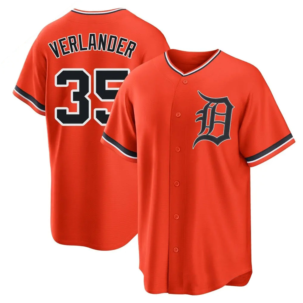 Detroit Tigers #35 Justin Verlander Player Orange FEDASGOGE Home Game Stitched Jerseys