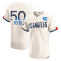 Los Angeles Dodgers #50 Mookie Betts Cream FEDASGOGE City Connect Elite Jersey