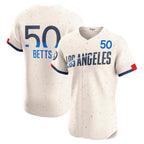 Los Angeles Dodgers #50 Mookie Betts Cream FEDASGOGE City Connect Elite Jersey