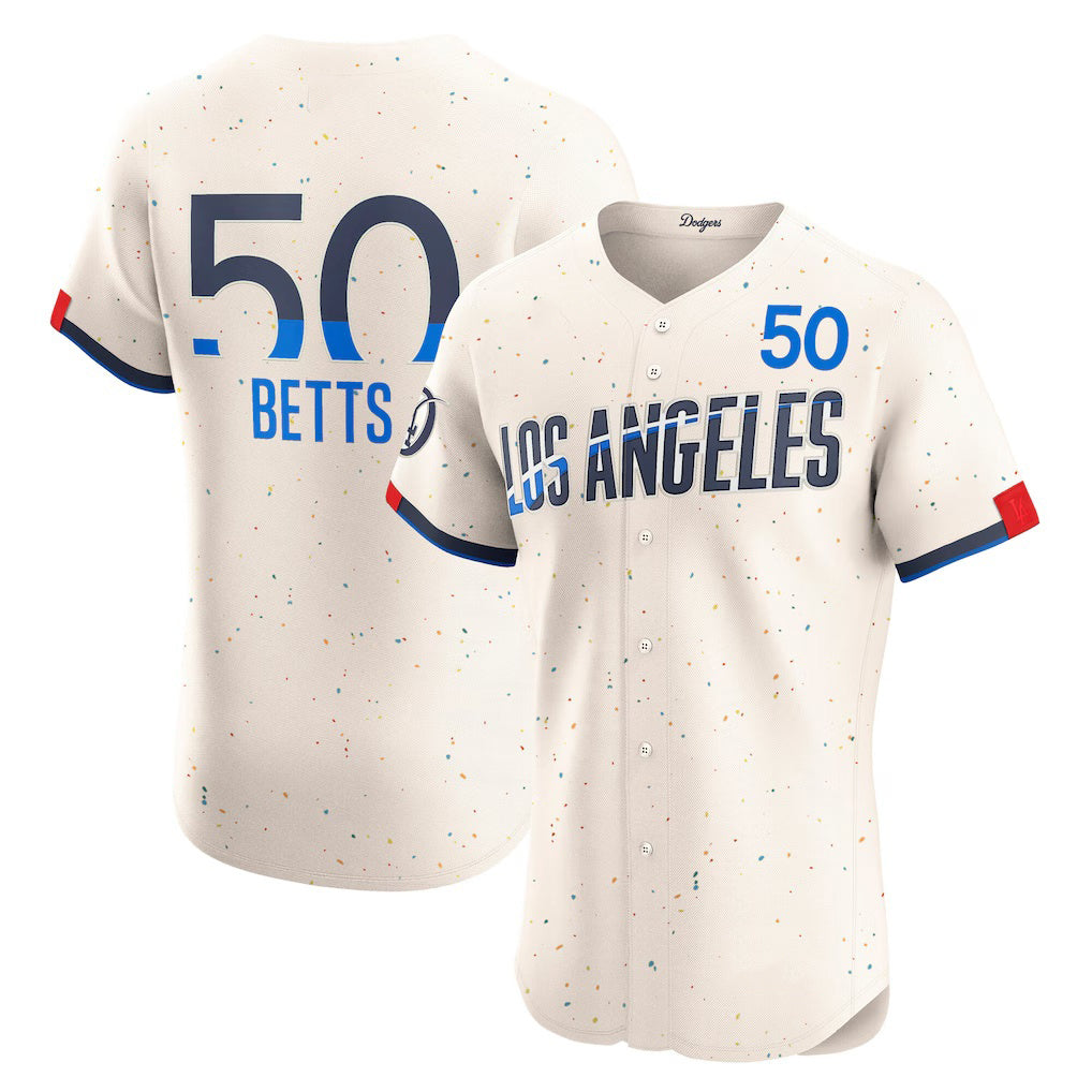Los Angeles Dodgers #50 Mookie Betts Cream FEDASGOGE City Connect Elite Jersey