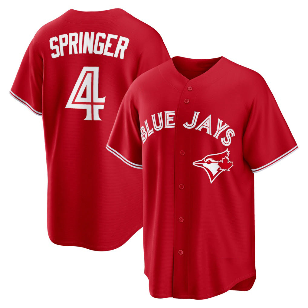 Toronto Blue Jays #4 George Springer Red FEDASGOGE Canada Day Replica Jersey