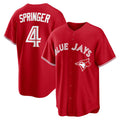 Toronto Blue Jays #4 George Springer Red FEDASGOGE Canada Day Replica Jersey