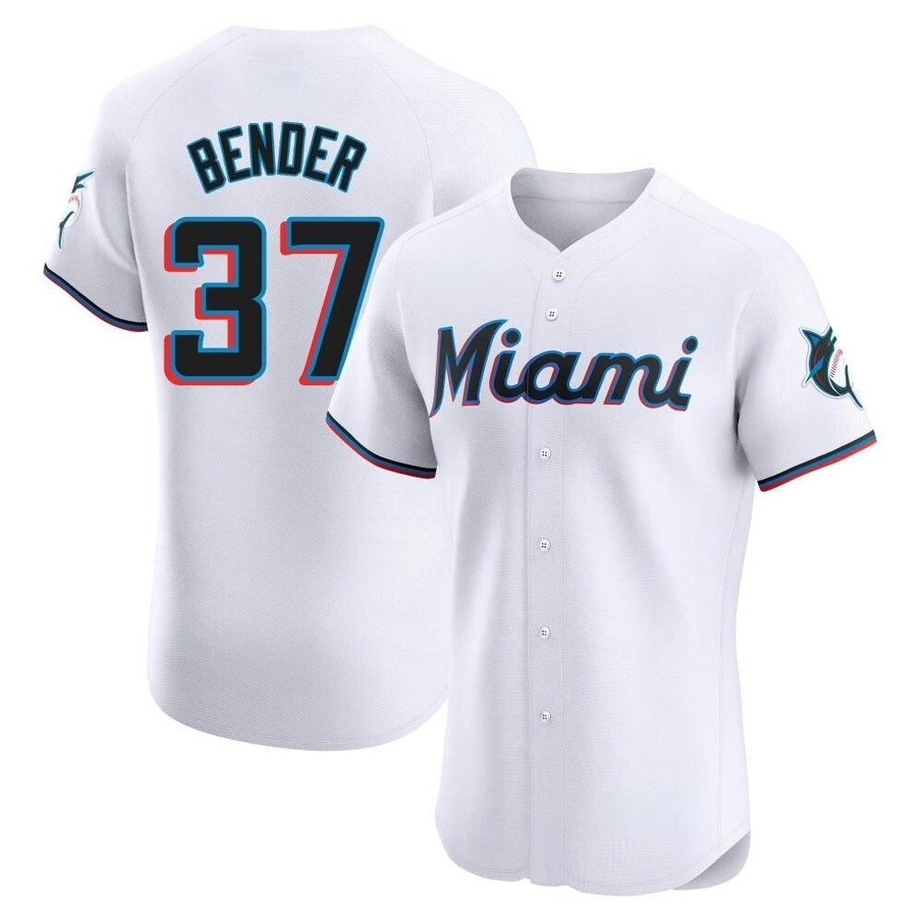 Miami Marlins #37 Anthony Bender Player White FEDASGOGE Home Limited Elite Stitched Jerseys