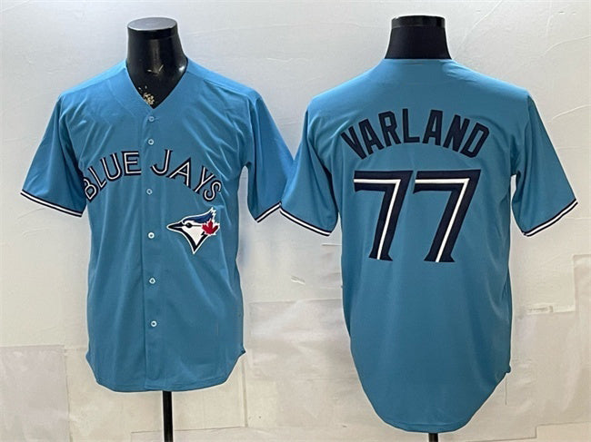 Toronto Blue Jays #77 Louis Varland Blue FEDASGOGE Stitched Jersey