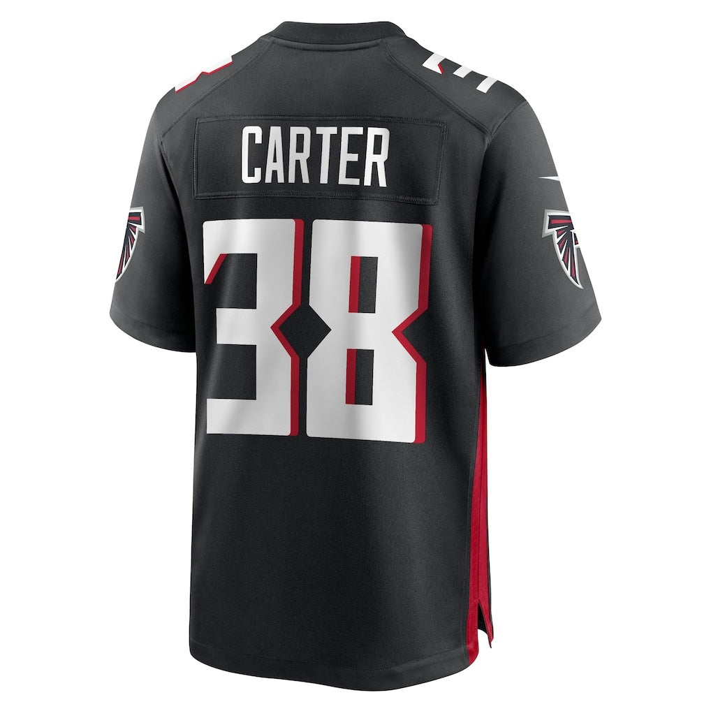 A.Falcons #38 Nathan Carter Black FEDASGOGE Team Game Jersey