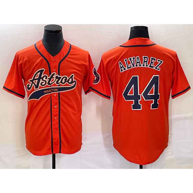 Houston Astros #44 Yordan Alvarez Orange FEDASGOGE With Patch Cool Base Stitched Jersey