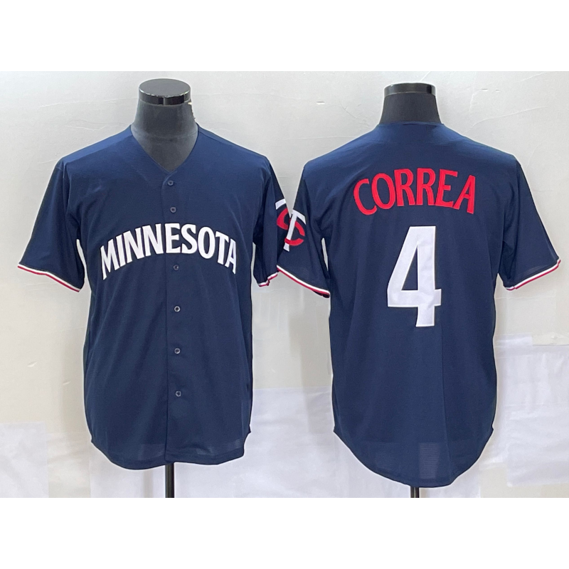 Minnesota Twins #4 Carlos Correa 2023 Navy Blue FEDASGOGE Cool Base Stitched Jersey