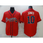 Atlanta Braves #10 Chipper Jones Red FEDASGOGE Stitched Cool Base Jersey