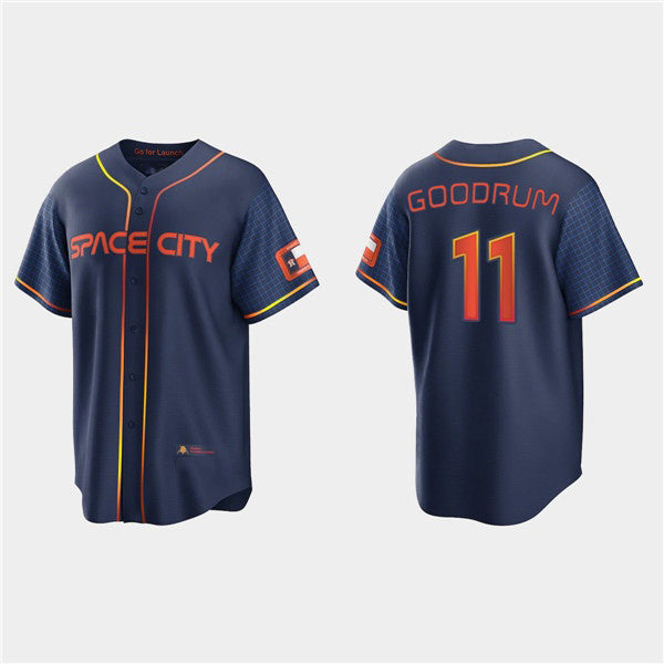 Houston Astros #11 Niko Goodrum 2022 Navy FEDASGOGE City Connect Cool Base Stitched Jersey