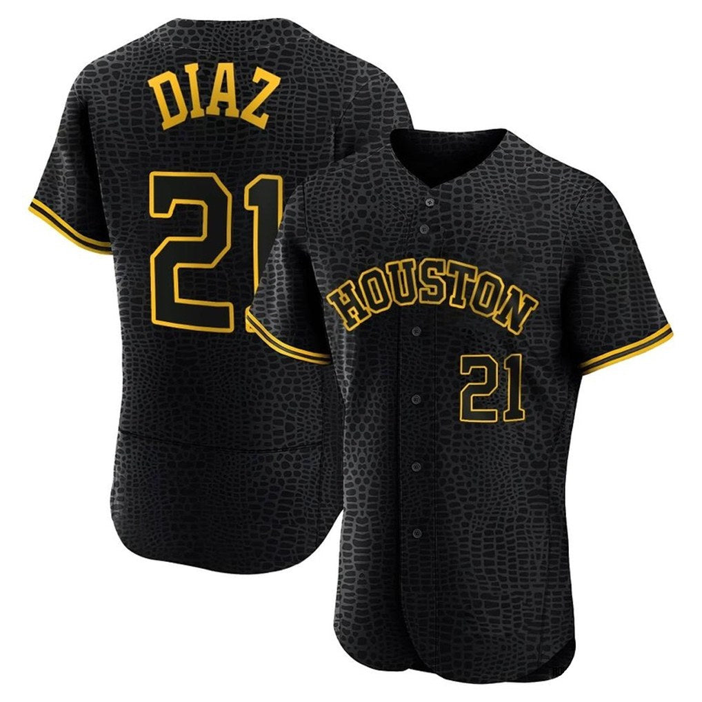 Houston Astros #21 Yainer Diaz Player Black FEDASGOGE Snake Skin City Limited Elite Home Stitched Jerseys