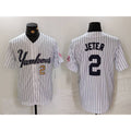 New York Yankees #2 Derek Jeter White FEDASGOGE Pinstripe Fashion Cool Base Jerseys 2