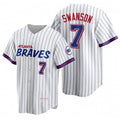 Atlanta Braves #7 Dansby Swanson White FEDASGOGE 2021 City Connect Stitched Jersey