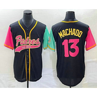 San Diego Padres #13 Manny Machado Black FEDASGOGE NEW 2023 City Connect Cool Base Stitched Jersey