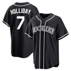 Colorado Rockies #7 Matt Holliday Player Black FEDASGOGE Fashion Out Home Game Stitched Jerseys