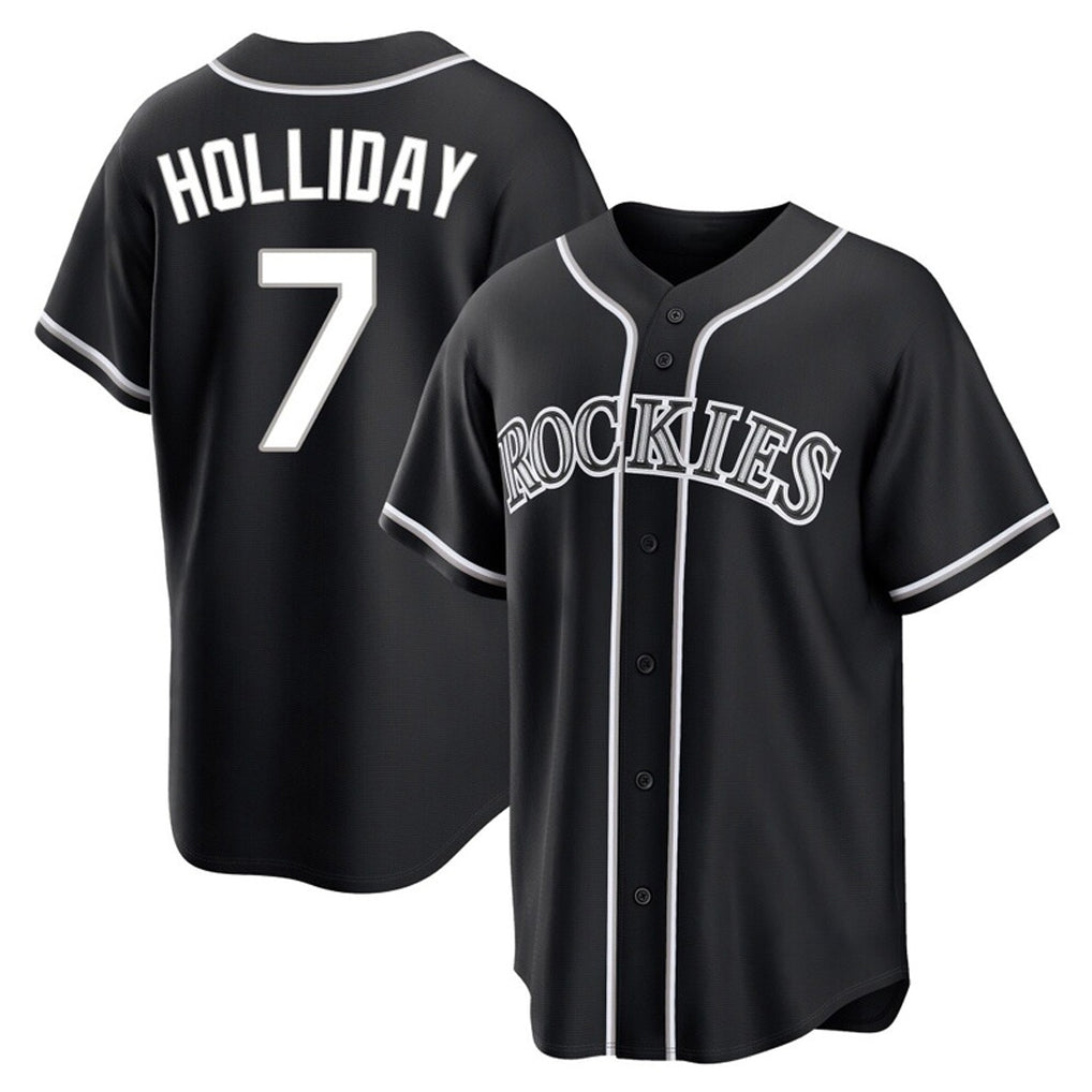 Colorado Rockies #7 Matt Holliday Player Black FEDASGOGE Fashion Out Home Game Stitched Jerseys