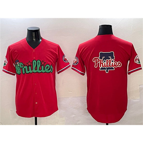 Philadelphia Phillies Team Big Logo Red FEDASGOGE Phanatic Limited Stitched Jersey