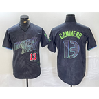Tampa Bay Rays #13 Junior Caminero Number Charcoal FEDASGOGE 2024 City Connect Limited Stitched Jersey 2
