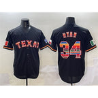 Texas Rangers #34 Nolan Ryan Black FEDASGOGE Mexico Limited Stitched Jersey