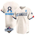 Los Angeles Dodgers #8 Enrique Hern¨¢ndez Player Cream FEDASGOGE World Series City Connect Limited Home Stitched Jerseys