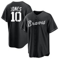 Atlanta Braves #10 Chipper Jones Player Black FEDASGOGE Home Game Stitched Jerseys