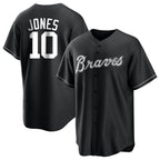 Atlanta Braves #10 Chipper Jones Player Black FEDASGOGE Home Game Stitched Jerseys