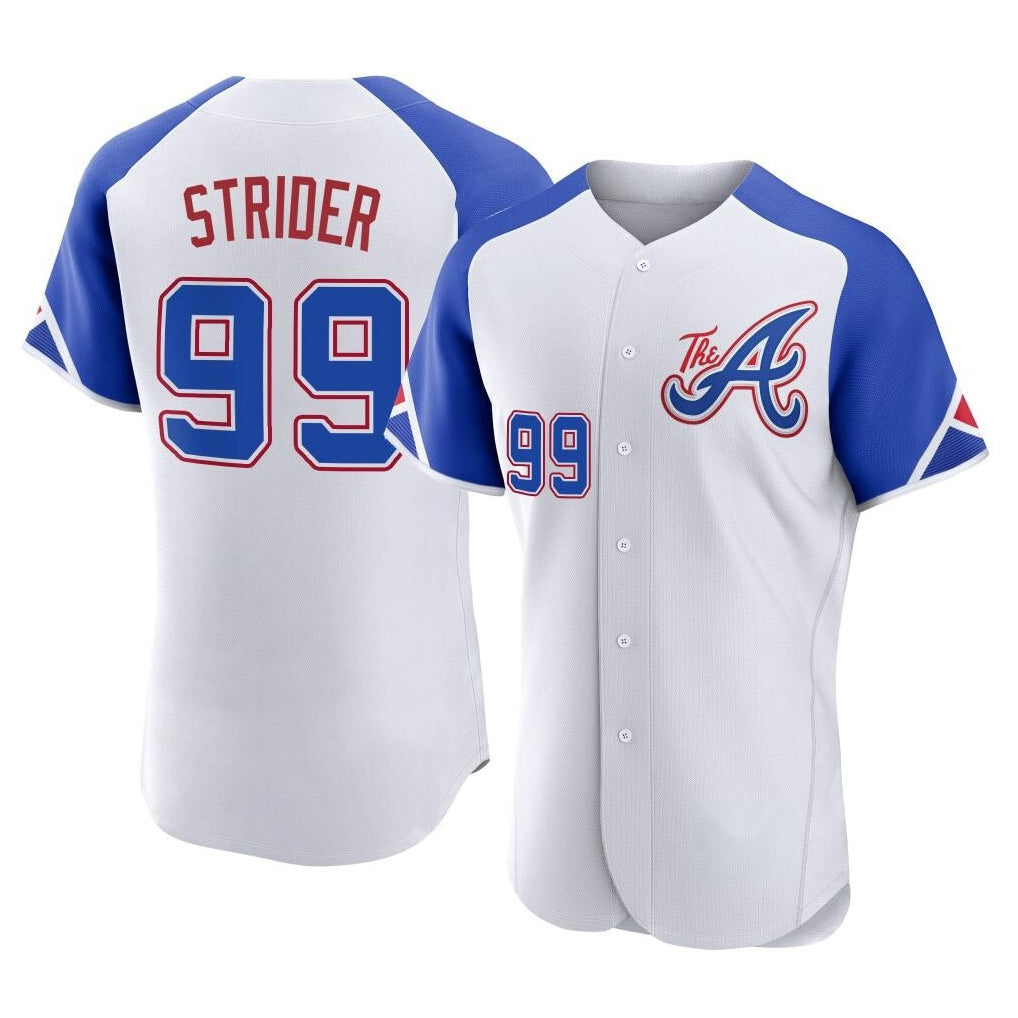 Atlanta Braves #99 Spencer Strider Player White FEDASGOGE City Connect Limited Elite Home Game Stitched Jerseys