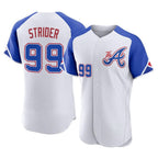 Atlanta Braves #99 Spencer Strider Player White FEDASGOGE City Connect Limited Elite Home Game Stitched Jerseys