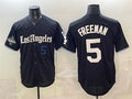 Los Angeles Dodgers #5 Freddie Freeman Black FEDASGOGE 2025 World Series Champions Patch 'Gothic Edition' Vapor Premier Limited Stitched Jersey